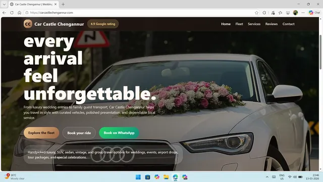 Car Castle Chengannur website designed by WEBAPPZZ TECHNOLOGIES