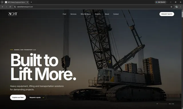 Nabeel Dar Transport website designed by WEBAPPZZ TECHNOLOGIES