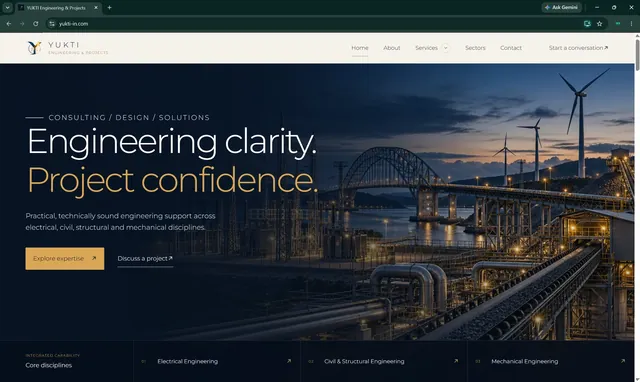 YUKTI Engineering and Projects website designed by WEBAPPZZ TECHNOLOGIES