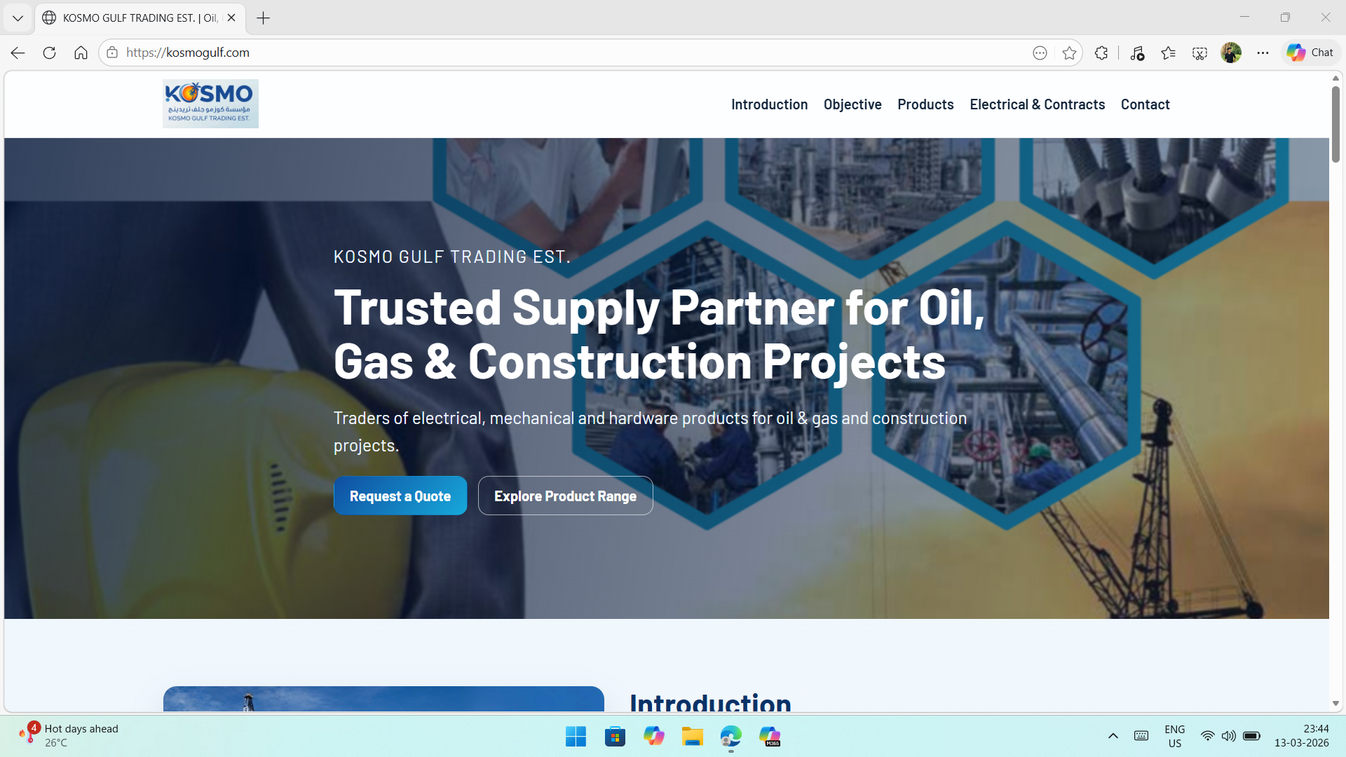 Screenshot of the Kosmo Gulf Trading Est. website